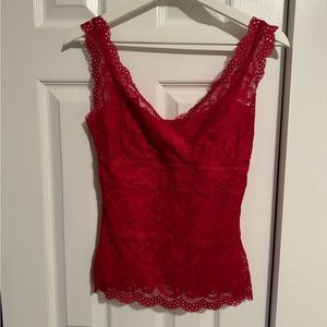 Red Lace Top by Le Chateau